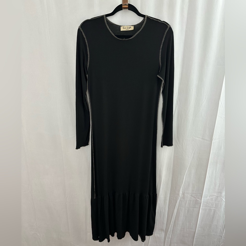Sunlight Paris Black Long Sleeve Maxi Dress Womens Size Medium